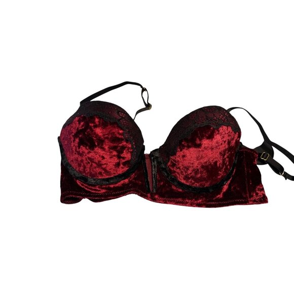 Fredericks Of Hollywood X Megan Fox Velvet Lace Bra 36B Burnout Whimsigoth fairy - Picture 6 of 8